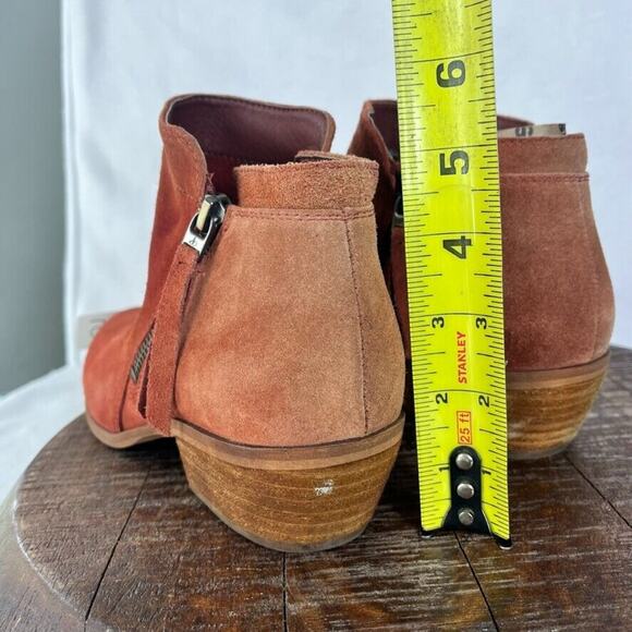 Sam Edelman Booties Womens 9 Packer Rust Suede Leather Stacked Heel Ankle - Picture 12 of 13